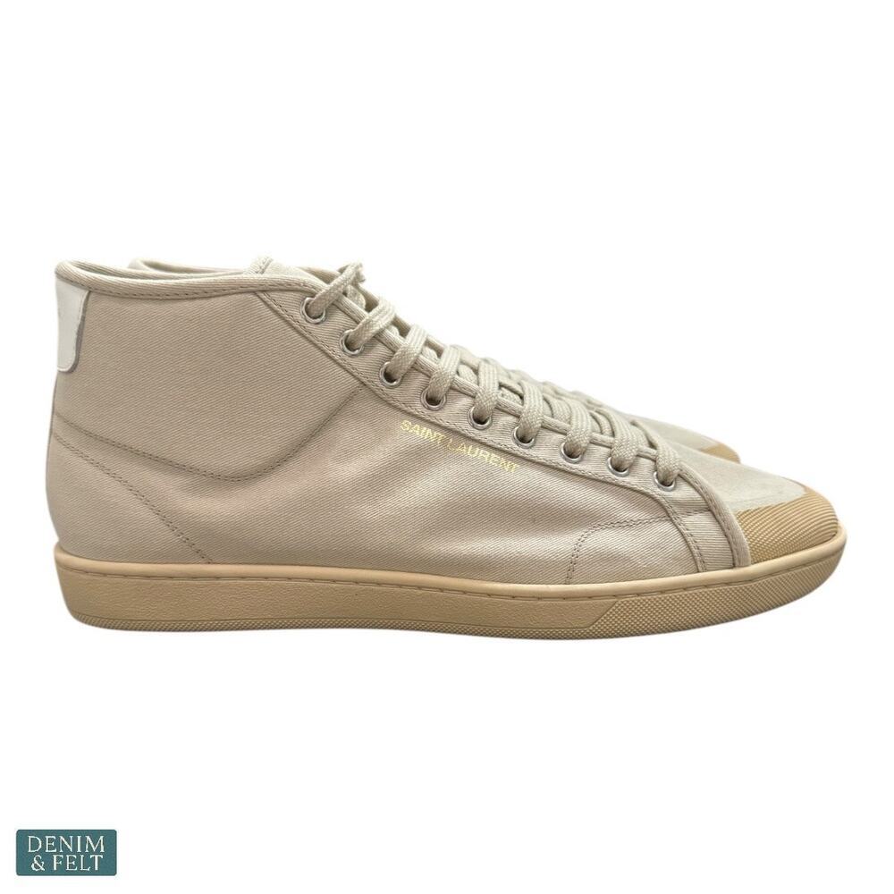 NEW Saint Laurent Court Classic SL/39 Beige Coffee Canvas High-Top Sneakers Luxe - Picture 11 of 16